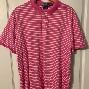 Ralph Lauren Pink and White Striped Polo Shirt